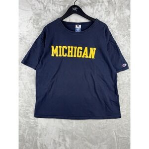 Vintage‎ Champion Michigan T Shirt Spellout Navy Mens Size XL Cotton 90s College